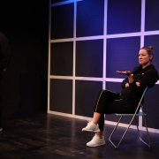 LASSEN SIE MEINE WÖRTER IN RUHE! von Franz Hohler im Theater Matte Bern (2018-2019). Markus Maria Enggist als Halbstein.